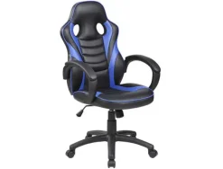 SILLA ROCADA GAMING CON BRAZOS FIJOS BASE NYLON CON RUEDAS BASCULANTE SIMILPIEL NEGRO/AZUL 480X490X1060-1160