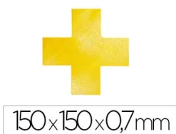SIMBOLO ADHESIVO DURABLE PVC FORMA DE CRUZ PARA DELIMITACION SUELO AMARILLO 150X150X0,7 MM PACK DE 10