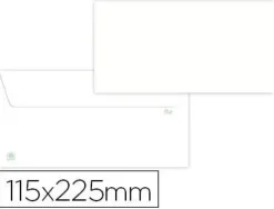 SOBRE LIDERPAPEL BLANCO 115X225 MM SOLAPA TIRA DE SILICONA PAPEL RECICLADO 90 GR CAJA DE 500 UNIDADES