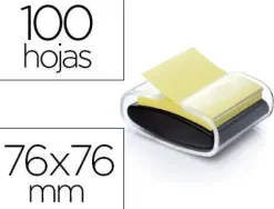 SOPORTE BLOC DE NOTAS ADHESIVAS QUITA Y PON POST-IT SUPER STICKY Z NOTES COLOR NEGRO CON 1 BLOC 76X76 MM