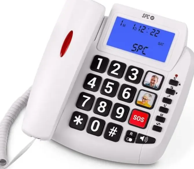 SPC COMFORT VOLUME 2 TELEFONO FIJO SENIOR - TECLAS EXTRAGRANDES - MEMORIAS DIRECTAS CON FOTOGRAFIA - GRAN VOLUMEN DE TIMBRE - SEÑAL LUMINOSA EN AURICULAR - FUNCION MANOS LIBRES - COLOR BLANCO