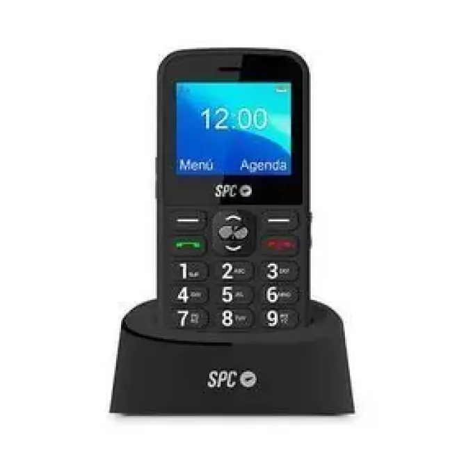 SPC TELEFONO MOVIL PARA PERSONAS MAYORES - TECLAS Y NUMEROS GRANDES - BOTON SOS - NOTIFICACIONES Y TIMBRE INTELIGENTES - BASE DE CARGA - COMODO Y FACIL DE USAR - COLOR NEGRO
