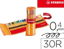 STABILO POINT 88 PACK DE 30 ROTULADOR DE PUNTA FINA DE FIBRA - TRAZO DE 0.4MM. - TINTA CON BASE DE AGUA - APTO PARA REGLAS Y PLANTILLAS - COLORES SURTIDOS