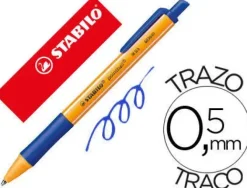 STABILO POINTBALL BOLIGRAFO RETRACTIL - PUNTA DE 1MM - TINTA CON BASE DE ACEITE - RECARGABLE - 79% PLASTICO RECICLADO - GRIP ANTIDESLIZANTE - COLOR AZUL
