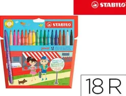 STABILO POWER PACK DE 18 ROTULADORES DE COLORES - PUNTA MEDIA DE 2MM - TINTA LAVABLE - CAPUCHON VENTILADO - COLORES SURTIDOS