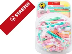 STABILO SWING COOL PASTEL EXPOSITOR DE 100 MARCADORES FLUORESCENTES - CUERPO PLANO - PUNTA BISELADA - TRAZO ENTRE 1 Y 4MM - TINTA CON BASE DE AGUA - COLORES SURTIDOS