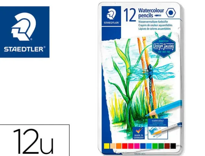 STAEDTLER 146 10C PACK DE 12 LAPICES DE COLORES ACUARELABLES - RESISTENTES A LA ROTURA - COLORES SURTIDOS