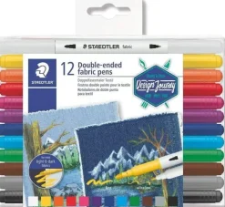 STAEDTLER 3190 PACK DE 12 ROTULADORES DE DOBLE PUNTA PARA TEXTIL - COLORES SURTIDOS