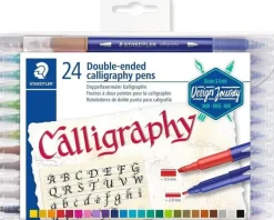 STAEDTLER 3005 PACK DE 24 ROTULADORES DE DOBLE PUNTA PARA CALIGRAFIA - COLORES SURTIDOS