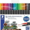 STAEDTLER 3187 PACK DE 18 ROTULADORES PERMANENTES DE DOBLE PUNTA - RESISTENTE AL AGUA - SECADO RAPIDO - COLORES SURTIDOS