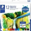 STAEDTLER CRAYONES ACUARELABLES 223 PACK DE 12 LAPICES DE CERA - FACIL DE MEZCLAR - EXTREMADAMENTE OPACOS - COLORES SURTIDOS