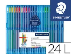STAEDTLER ERGOSOFT 157 PACK DE 24 LAPICES DE COLORES - DISEÑO ERGONOMICO - SUPERFICIE ANTIDESLIZANTE - COLORES SURTIDOS