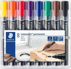 STAEDTLER LUMOCOLOR 352 PACK DE 8 MARCADORES PERMANENTES - SECADO RAPIDO - COLORES SURTIDOS