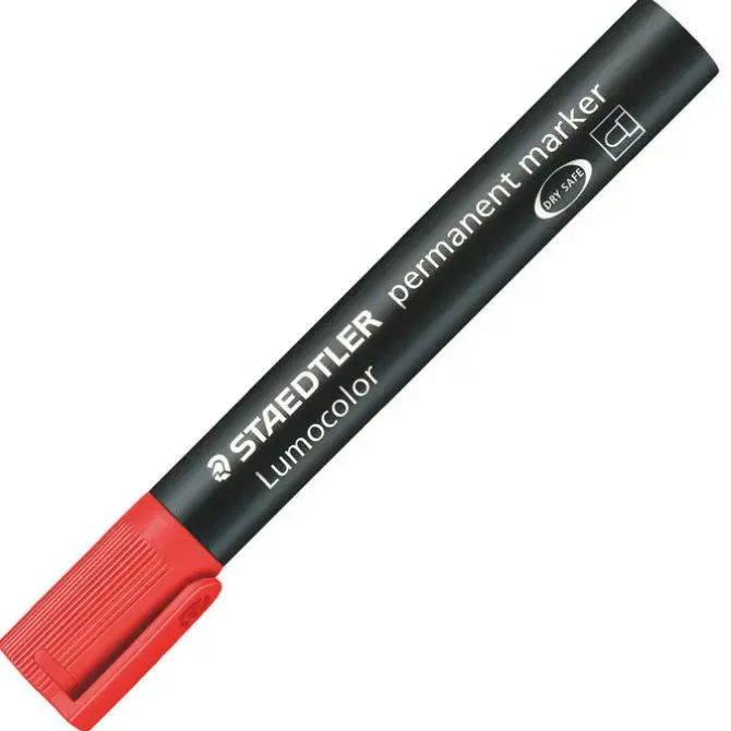 STAEDTLER LUMOCOLOR 352 ROTULADOR PERMANENTE - PUNTA REDONDA - TRAZO 2MM APROX - CAPUCHON CON CLIP - SECADO RAPIDO - COLOR ROJO