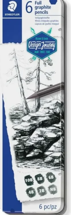 STAEDTLER MARS LUMOGRAPH PURE GRAPHITE 100G PACK DE 6 LAPICES DE GRAFITO - TONOS BRILLANTES - GRADUACIONES SURTIDAS