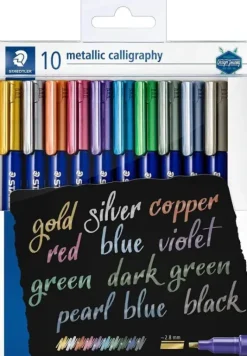 STAEDTLER METALLIC CALLIGRAPHY PACK DE 10 ROTULADORES PARA CALIGRAFIA - TRAZO 2.8MM - COLORES SURTIDOS