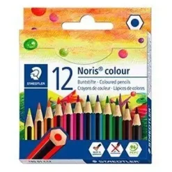 STAEDTLER NORIS COLOUR 185 PACK DE 12 LAPICES HEXAGONALES DE COLORES - RESISTENCIA A LA ROTURA - MATERIAL WOPEX - COLORES SURTIDOS