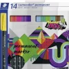 STAEDTLER PACK DE 14 ROTULADORES PERMANENTES - TRAZO 0.6MM - RESISTENTE A LAS MANCHAS Y AL AGUA - SECADO RAPIDO - COLORES SURTIDOS