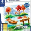 STAEDTLER PACK DE 24 TUBOS DE ACUARELA 12ML - COLORES BRILLANTES - USAR EN PAPEL ACUARELA O CARTULINA - COLORES SURTIDOS