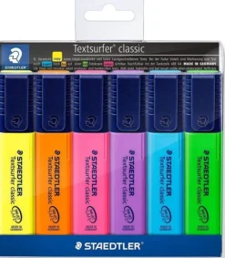 STAEDTLER TEXTSURFER CLASSIC 364 PACK DE 6 MARCADORES FLUORESCENTES - SECADO RAPIDO - TRAZO 1 - 5MM APROX - COLORES SURTIDOS