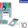 STAEDTLER TRIPLUS FINELINER 334 PACK DE 10 ROTULADORES DE PUNTA FINA - TRAZO 0.3 MM APROX - TINTA BASE DE AGUA - COLORES SURTIDOS
