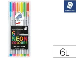 STAEDTLER TRIPLUS FINELINER 334 PACK DE 6 ROTULADORES DE PUNTA FINA - TRAZO 0.3MM APROX - TINTA BASE DE AGUA - COLORES SURTIDOS