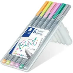 STAEDTLER TRIPLUS FINELINER 334 PACK DE 6 ROTULADORES DE PUNTA FINA - TRAZO 0.3MM APROX - TINTA BASE DE AGUA - COLORES SURTIDOS