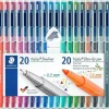 STAEDTLER TRIPLUS PACK DE 20 ROTULADORES DE PUNTA FINA 0.3MM + 20 ROTULADORES DE PUNTA FIBRA 1MM - CAPUCHON CON CLIP - COLORES SURTIDOS