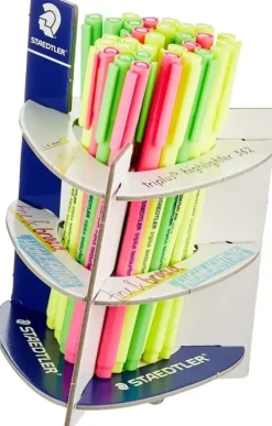 STAEDTLER TRIPLUS TEXTSURFER 362 EXPOSITOR DE 30 ROTULADORES FLUORESCENTES - TRAZO 1 - 4MM APROX - TINTA BASE DE AGUA - COLORES SURTIDOS