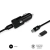 SUBBLIM CARGADOR COCHE DUAL PD20W+QC3.0+C TO C/LIGHTNING CABLE - CARGA RÁPIDA - 2 PUERTOS USB C + USB A - CABLE USB C REVERSIBLE CON ADAPTADOR LIGHTNING - POTENCIA MÁXIMA 20W - COLOR NEGRO