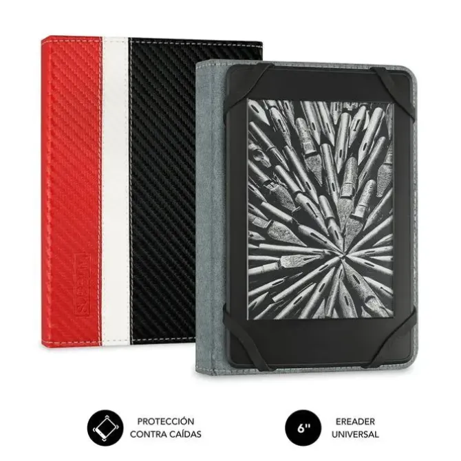 SUBBLIM FUNDA EREADER 6 PROTECCION LIGERA - COMBINACION DE COLORES ELEGANTE - RESISTENTE FIBRA DE CARBONO - INTERIOR ATERCIOPELADO - LECTURA COMODA - SUJECION DE SILICONA - SIN DAÑOS EN PANTALLA - CIE