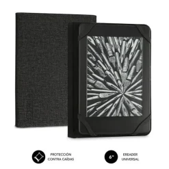 SUBBLIM FUNDA EREADER 6 RESISTENTE - INTERIOR ATERCIOPELADO - PLEGADO COMODO - SUJECION SIN DAÑOS - COLOR NEGRO