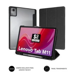 SUBBLIM FUNDA EXCLUSIVA PARA TABLET LENOVO TAB M11 - CIERRE MAGNETICO - BORDES REFORZADOS - 2 POSICIONES DE SOPORTE - COLOR NEGRO/TRANSPARENTE