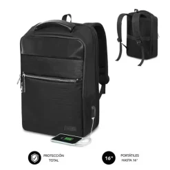 SUBBLIM MOCHILA AIR PADDING PARA ORDENADORES DE 15,6 - ALTA PROTECCION CON SISTEMA AIR PADDING - RESISTENTE AL AGUA - PUERTO USB - COLOR NEGRO