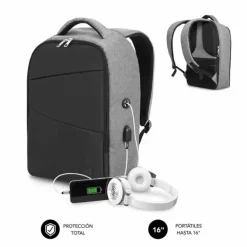 SUBBLIM MOCHILA ANTIRROBO PARA PORTATILES 15,6 - DEPARTAMENTO INDEPENDIENTE - ESPACIO ACOLCHADO - AIR PADDING - DOBLE CREMALLERA - COLOR NEGRO/GRIS