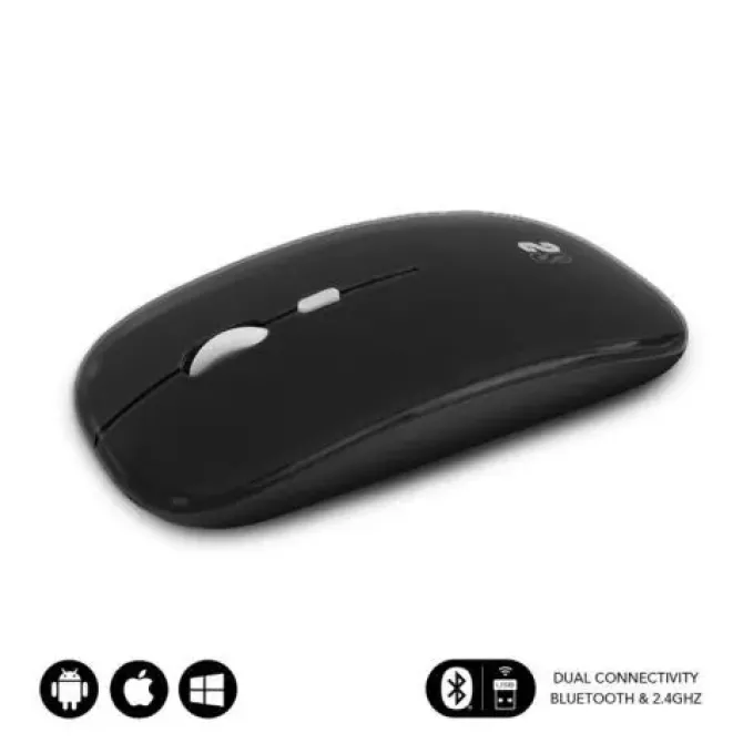 SUBBLIM RATON DUAL FLAT - CONECTIVIDAD DUAL - TECNOLOGIA SILENT CLICK - BATERIA DE LARGA DURACION - DISEÑO ELEGANTE - COLOR NEGRO