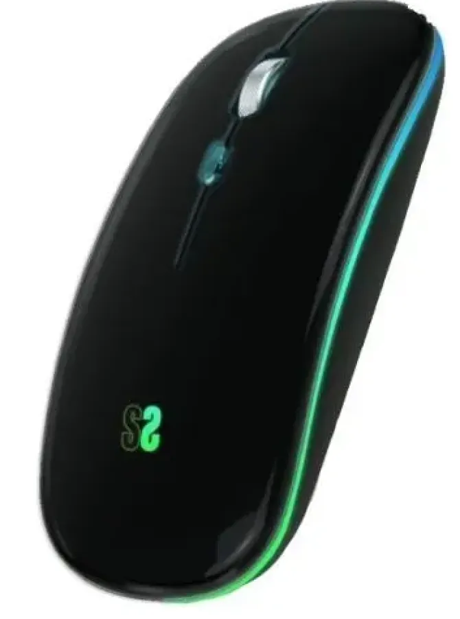 SUBBLIM RATON LED DUAL FLAT - CONECTIVIDAD DUAL - TECNOLOGIA SILENT CLICK - ILUMINACION LED EN 7 COLORES - COLOR NEGRO