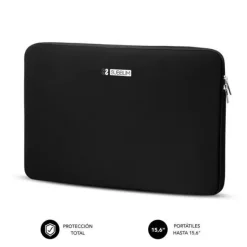 SUBBLIM SKIN FUNDA DE NEOPRENO PARA PORTATIL 15.6 - CIERRE DE CREMALLERA - COLOR NEGRO