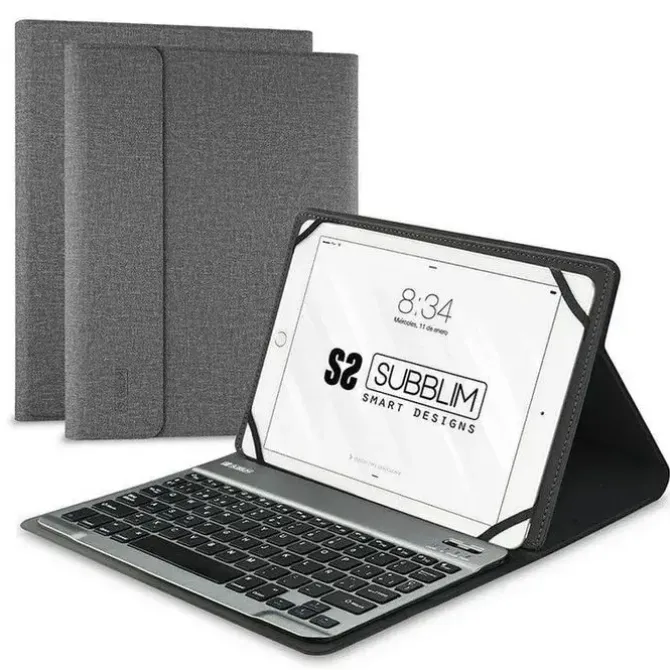 SUBBLIM TECLADO BLUETOOTH EXTRAÍBLE - FUNDA UNIVERSAL 9-10,1 - DISEÑO ULTRADELGADO - SOPORTE AJUSTABLE - ACCESO A TODAS LAS FUNCIONES - SISTEMA MAGNÉTICO - RESISTENTE Y ADAPTABLE - INALÁMBRICO - BLUET