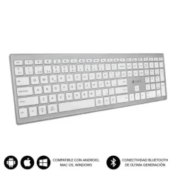 SUBBLIM TECLADO BLUETOOTH MULTIDISPOSITIVO - DISEÑO ELEGANTE Y COMPACTO - TECLADO NUMERICO INCORPORADO - CONECTIVIDAD BLUETOOTH 5.1 - COMPATIBLE CON ANDROID, IOS, MACOS Y WINDOWS - COLOR BLANCO/GRIS