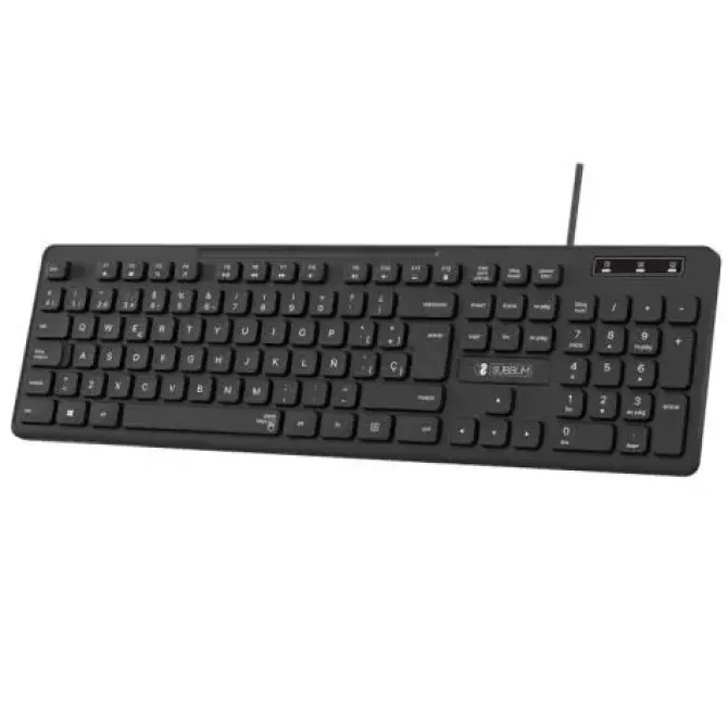 SUBBLIM TECLADO BUSINESS SLIM SILENCIOSO CON CABLE USB - DISEÑO ERGONOMICO Y TECLAS PLANAS DE BAJO PERFIL - RESISTENTE A DERRAMES - PULSACIONES SILENCIOSAS - COLOR NEGRO