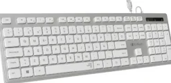SUBBLIM TECLADO ERGO CON CONEXION POR CABLE USB PLUG & PLAY - TECLAS ERGONOMICAS DE BAJO PERFIL Y FORMA CONCAVA - PULSACIONES SILENCIOSAS Y SUAVES - DISPOSICION DE TAMAÑO COMPLETO - COLOR BLANCO