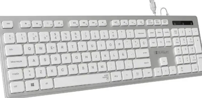 SUBBLIM TECLADO ERGO CON CONEXION POR CABLE USB PLUG & PLAY - TECLAS ERGONOMICAS DE BAJO PERFIL Y FORMA CONCAVA - PULSACIONES SILENCIOSAS Y SUAVES - DISPOSICION DE TAMAÑO COMPLETO - COLOR BLANCO
