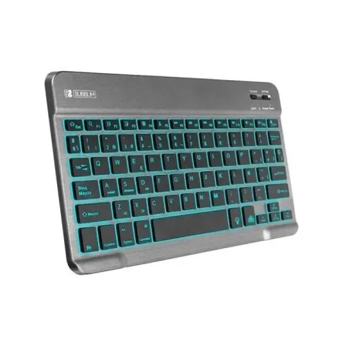 SUBBLIM TECLADO RETROILUMINADO BT - 6MM DE GROSOR - CONECTIVIDAD BLUETOOTH 3.0 - TECLAS DE ALTA PRECISIÓN - BATERÍA LI-ION RECARGABLE - COLOR GRIS