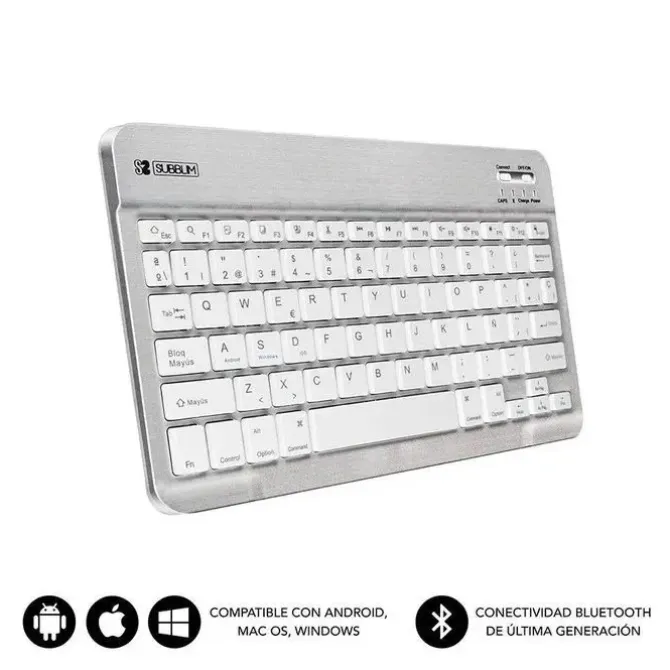 SUBBLIM TECLADO SMART BLUETOOTH - ULTRAFINO Y ULTRALIGERO - CONECTIVIDAD WIRELESS BLUETOOTH 30 - COMPATIBLE CON APPLE, ANDROID, WINDOWS Y SMART TV - DISEÑO SLIM DE 6MM - TECLAS TIPO CHICLET - BATERIA