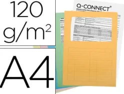 SUBCARPETA CARTULINA Q-CONNECT DIN A4 COLORES SURTIDOS CON CON VENTANA TRANSPARENTE 120 GR PAQUETE DE 25 UNIDADES