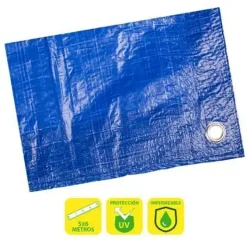 SUNGARDEN TOLDO / LONA CON OJALES DE METAL 5X6M - COLOR AZUL