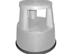 TABURETE Q-CONNECT RUEDAS RETRACTILES TRES RUEDAS -DOS NIVELES GRIS