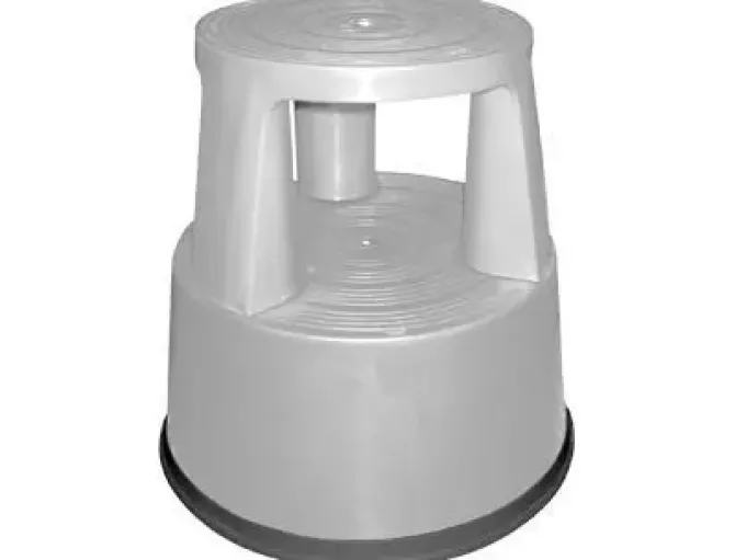 TABURETE Q-CONNECT RUEDAS RETRACTILES TRES RUEDAS -DOS NIVELES GRIS