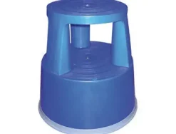 TABURETE Q-CONNECT RUEDAS RETRACTILES TRES RUEDAS -DOS NIVELES AZUL